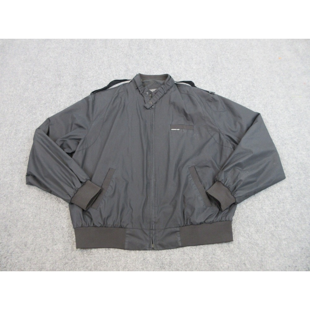 Vintage Members Only Jacket Mens XLT Black Bomber Microfiber Hong‎ Kong Lined
